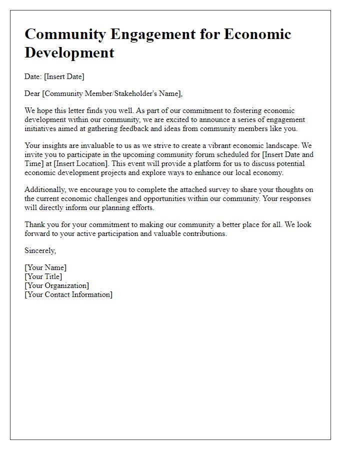 Letter template of community engagement for economic development