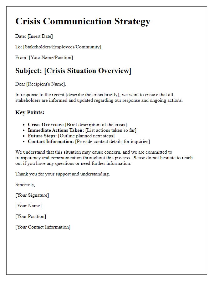 Letter template of crisis communication strategy