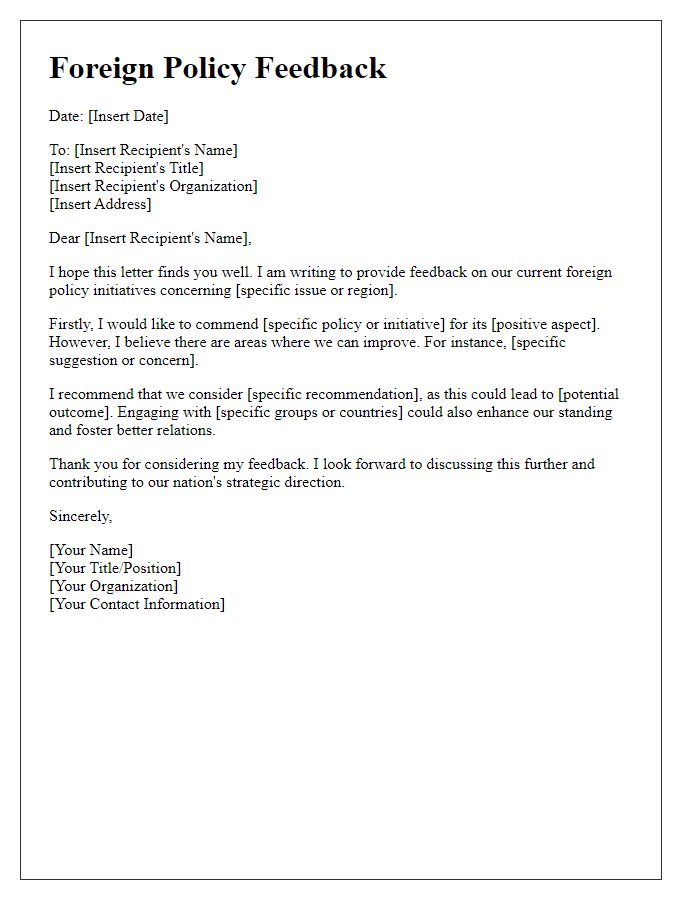 Letter template of foreign policy feedback