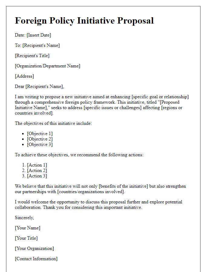 Letter template of foreign policy initiative proposal