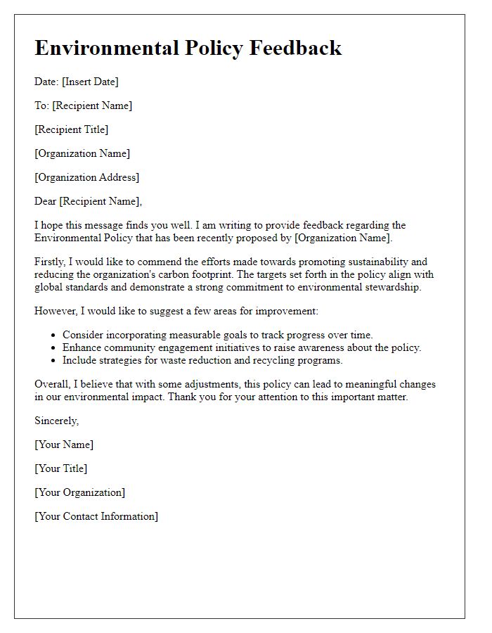 Letter template of Environmental Policy Feedback