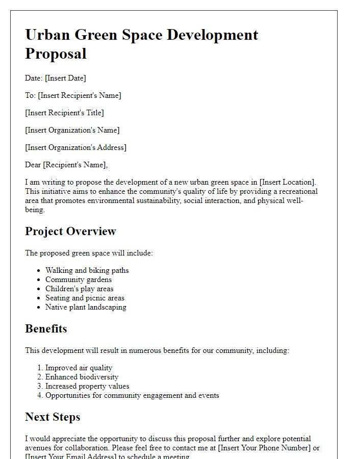 Letter template of Urban Green Space Development