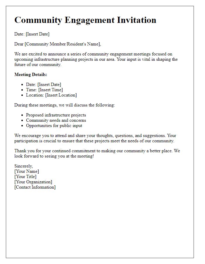 Letter template of community engagement for infrastructure planning