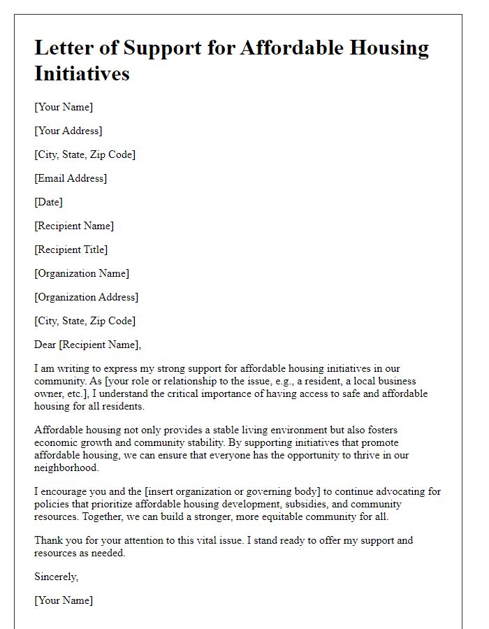 Letter template of support for affordable housing initiatives.