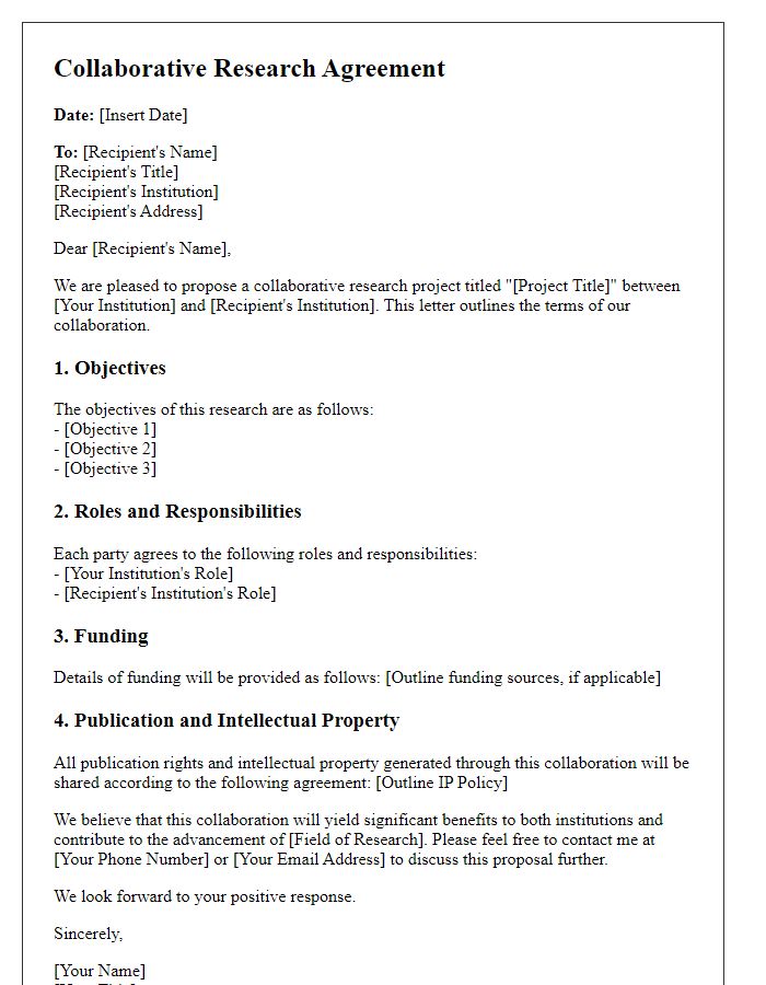 Letter template of collaborative research agreement