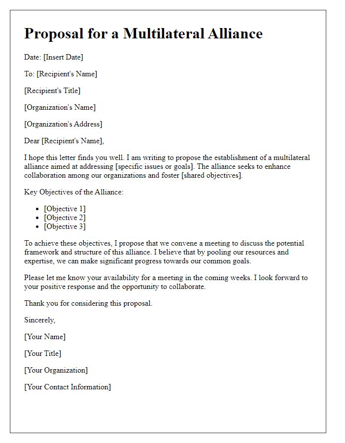 Letter template of multilateral alliance proposal