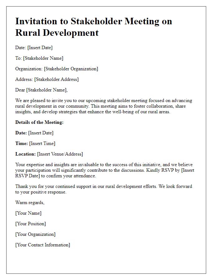 Letter template of stakeholder invitation for rural development meetings