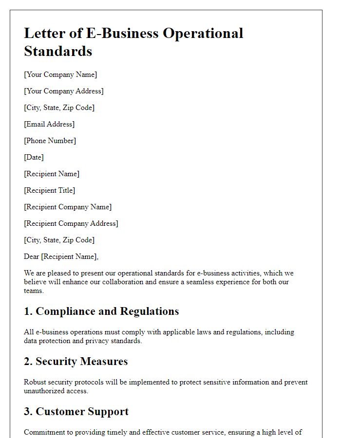 Letter template of e-business operational standards