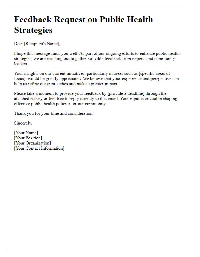 Letter template of feedback request on public health strategies