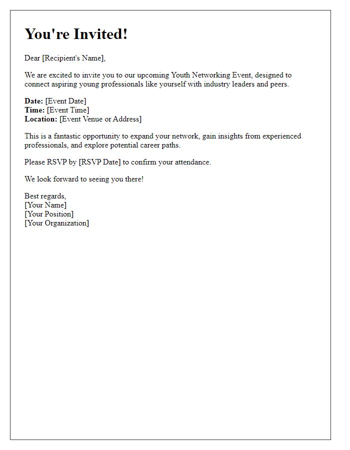 Letter template of invitation to youth networking event