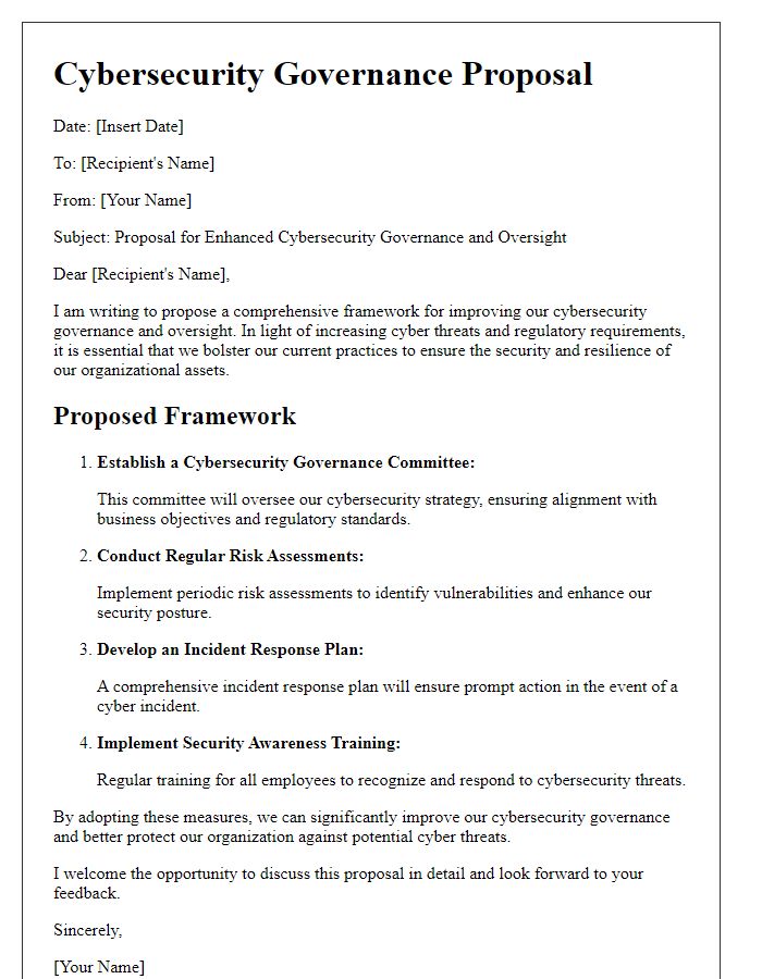 Letter template of cybersecurity governance and oversight proposals