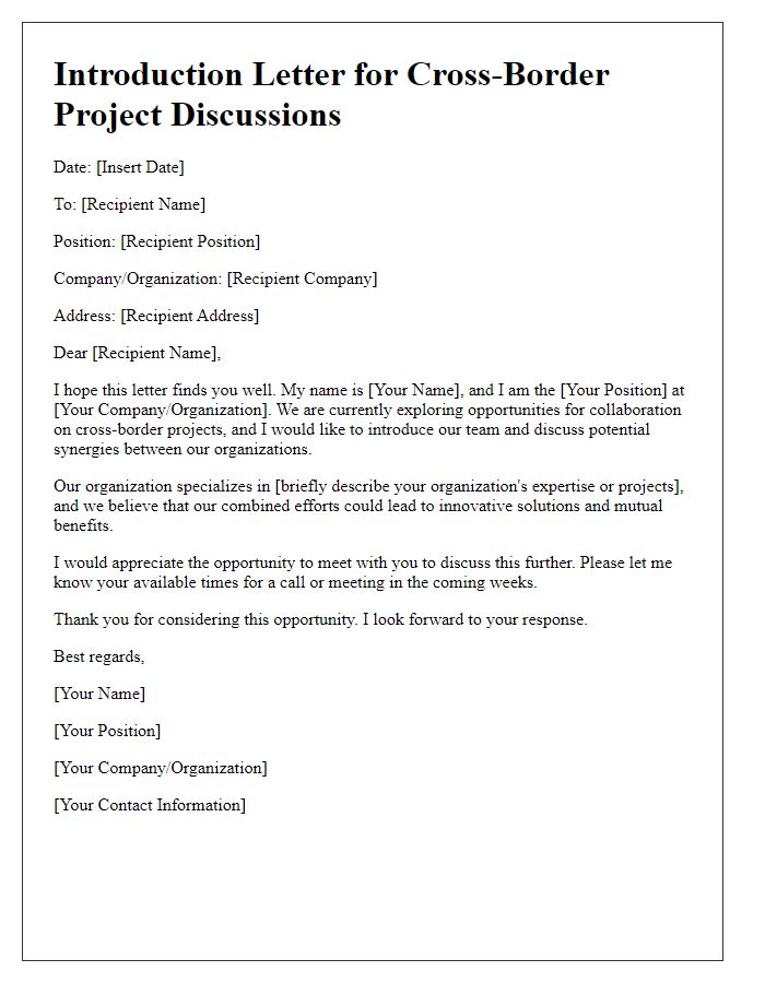 Letter template of introduction for cross-border project discussions