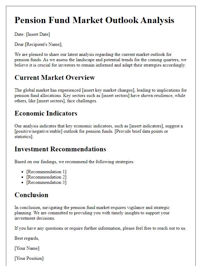 Letter template of pension fund market outlook analysis