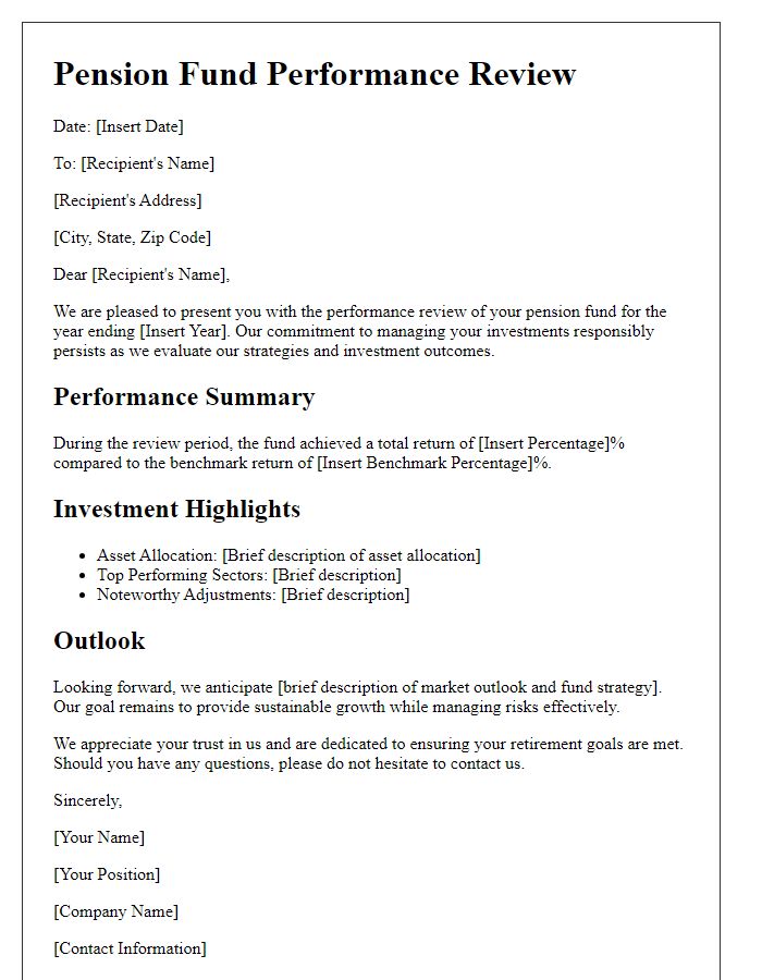 Letter template of pension fund performance review