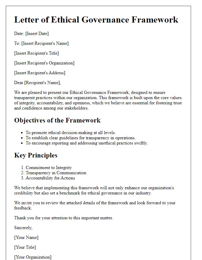 Letter template of ethical governance framework for transparent practices