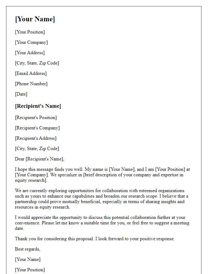 Letter template of request for collaboration on equity research.