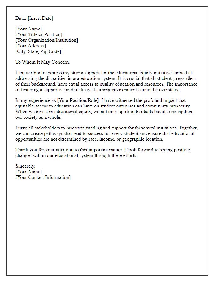 Letter template of support for educational equity initiatives.