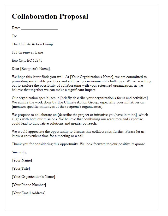 Letter template of collaboration with environmental organizations