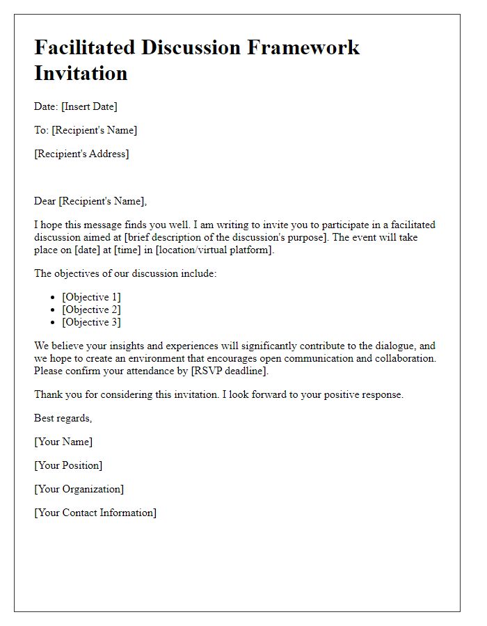 Letter template of facilitated discussion frameworks