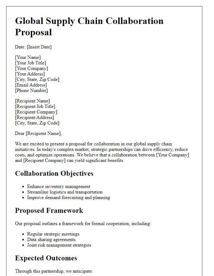 Letter template of Global Supply Chain Collaboration Proposal