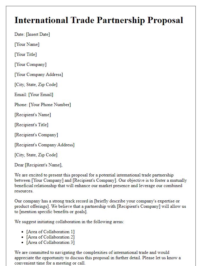 Letter template of International Trade Partnership Proposal