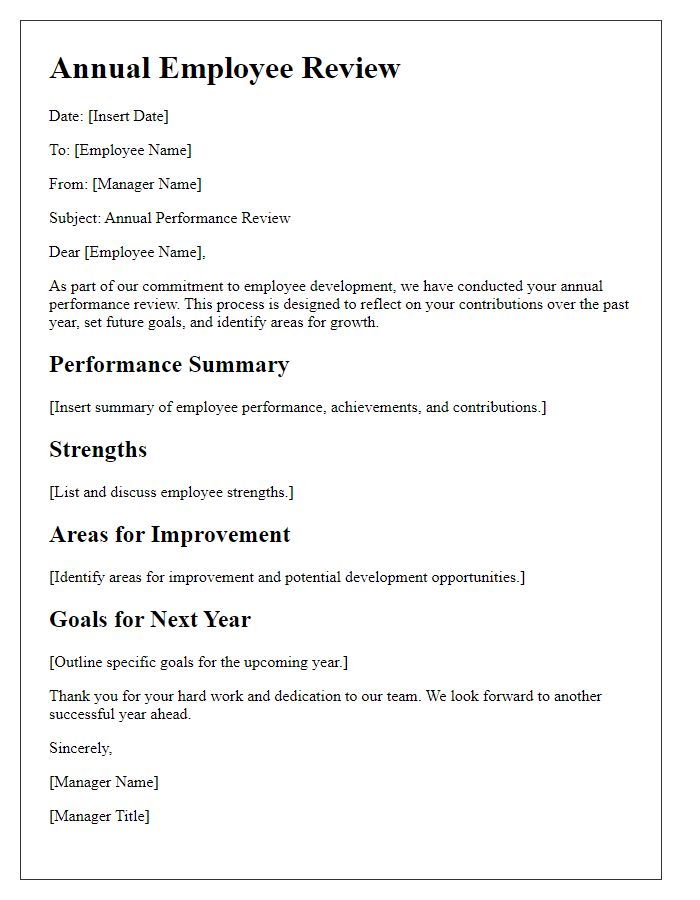 Letter template of annual employee review