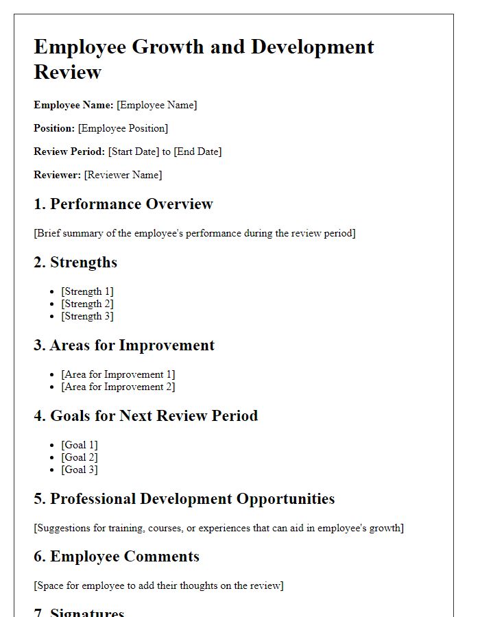 Letter template of employee growth and development review