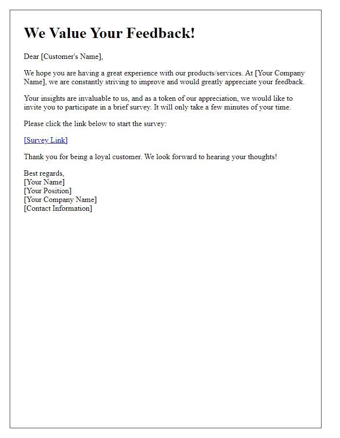 Letter template of request for customer feedback invitation