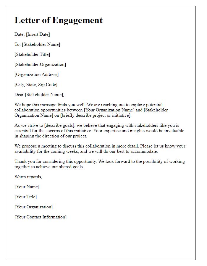 Letter template of stakeholder engagement for collaboration proposals