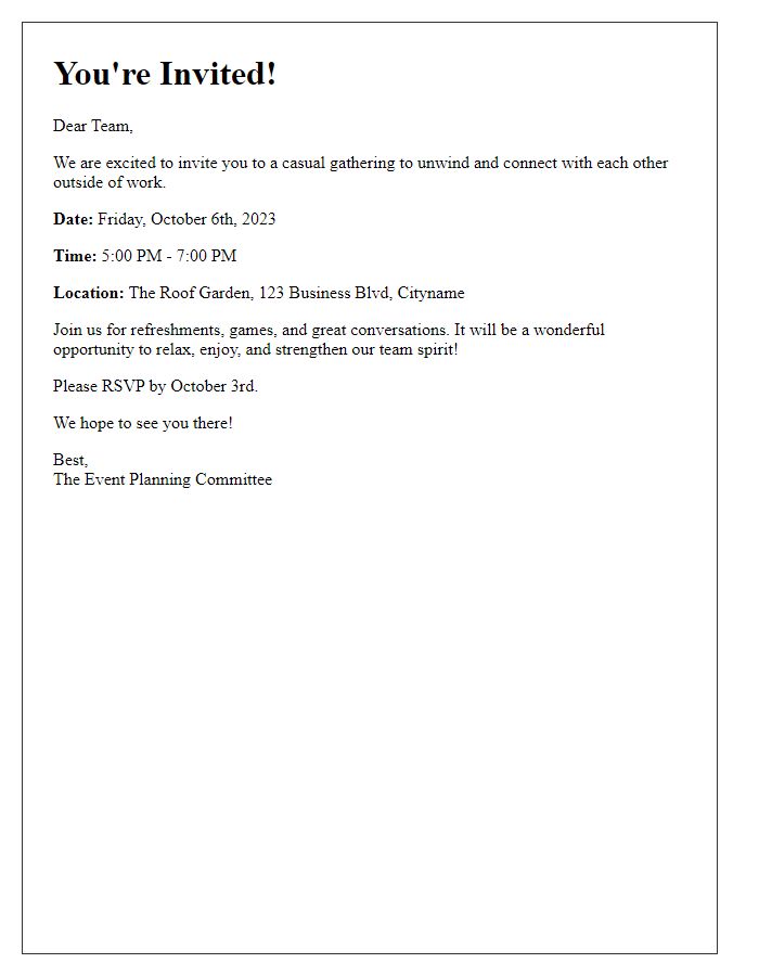 Letter template of casual corporate gathering invitation