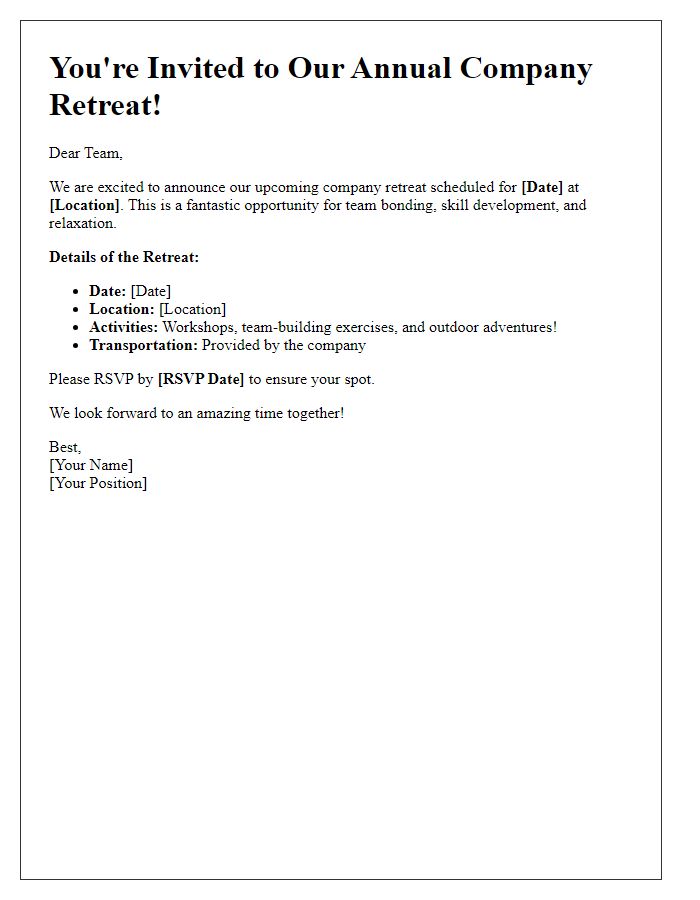 Letter template of company retreat invitation