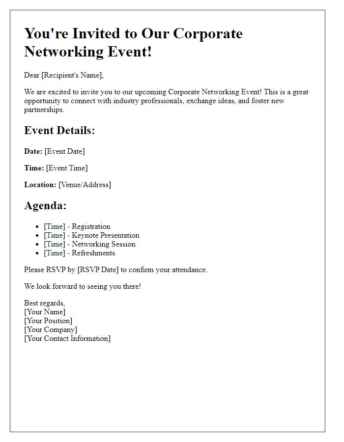 Letter template of corporate networking event invitation