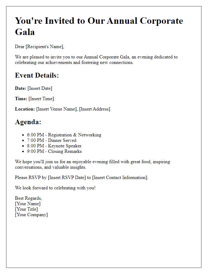 Letter template of formal corporate event invitation