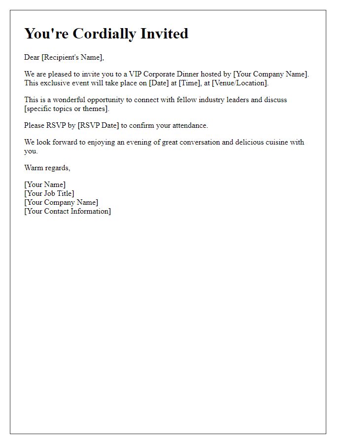 Letter template of VIP corporate dinner invitation