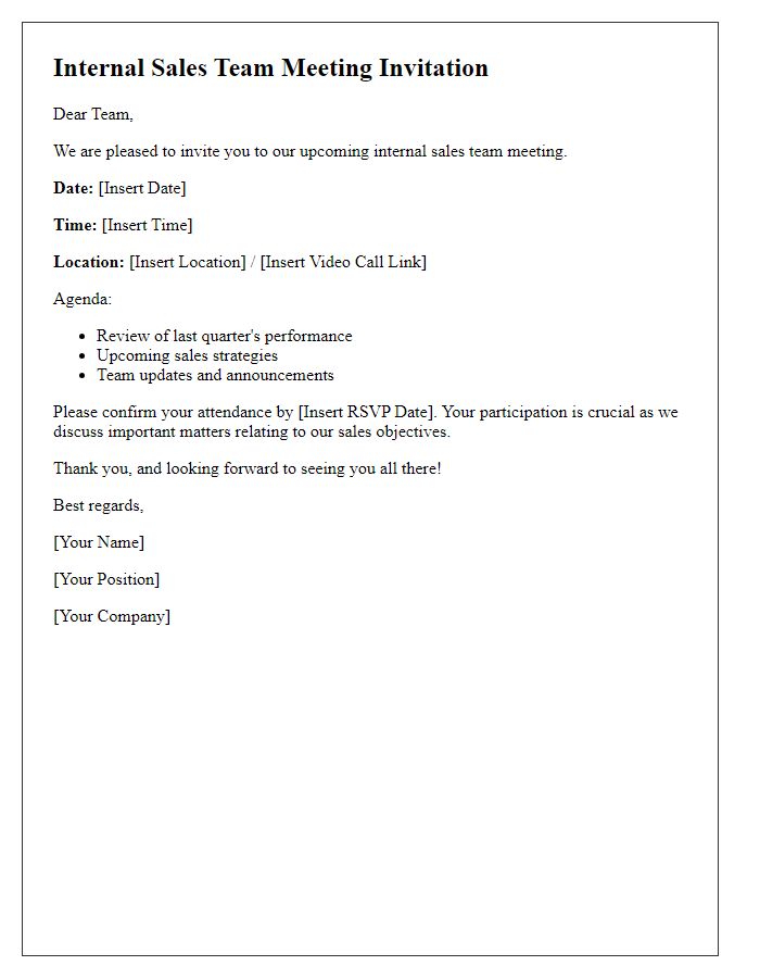 Letter template of internal sales team meeting invitation