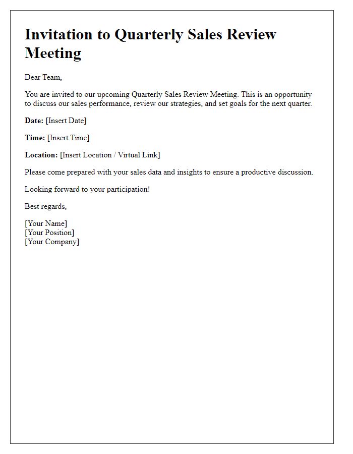 Letter template of quarterly sales review meeting invitation