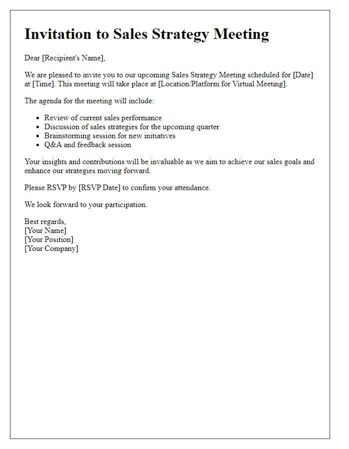 Letter template of sales strategy meeting invitation