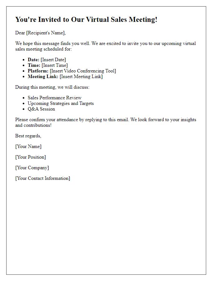 Letter template of virtual sales meeting invitation