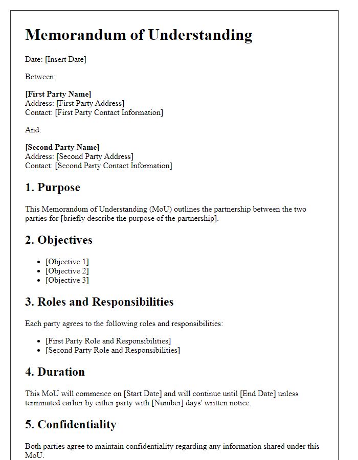 Letter template of Partnership Memorandum of Understanding