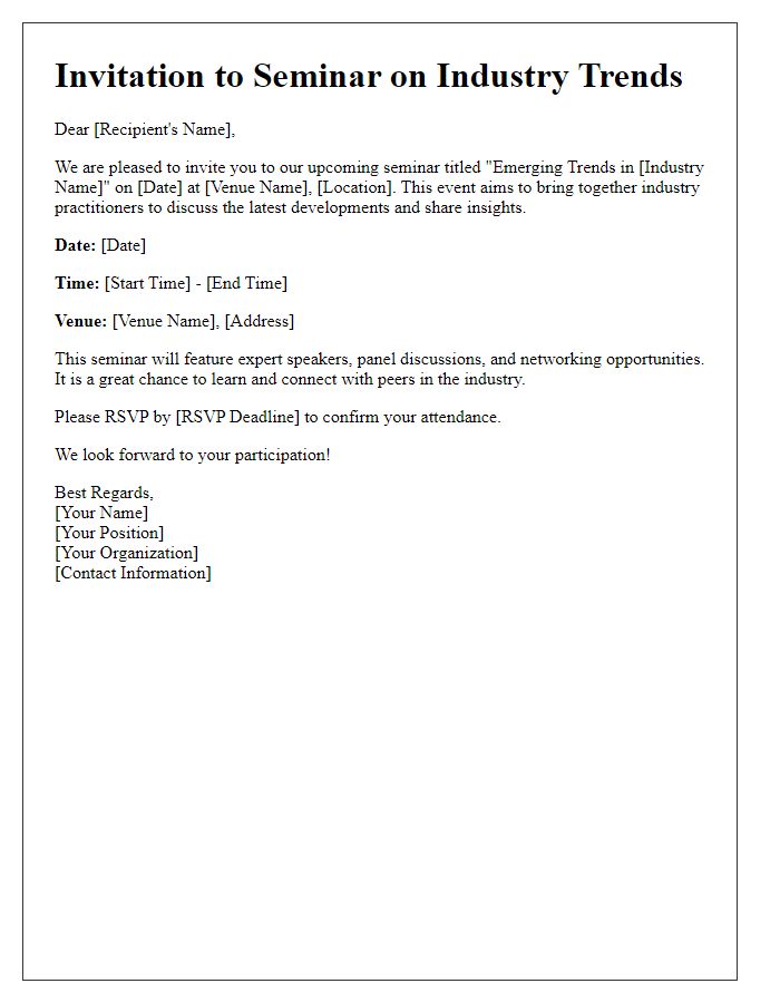 Letter template of seminar invitation for industry practitioners