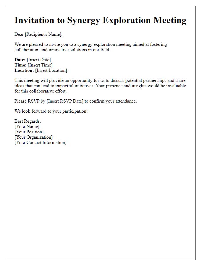 Letter template of synergy exploration invitation