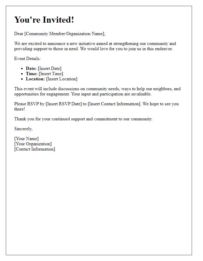 Letter template of Invitation for Community Support Initiatives