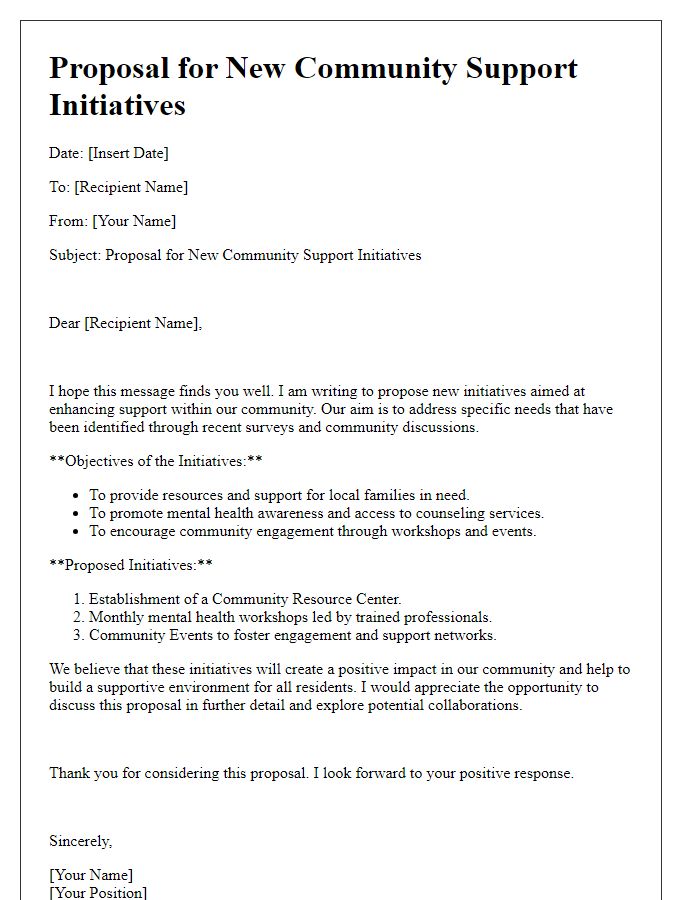 Letter template of Proposal for New Community Support Initiatives