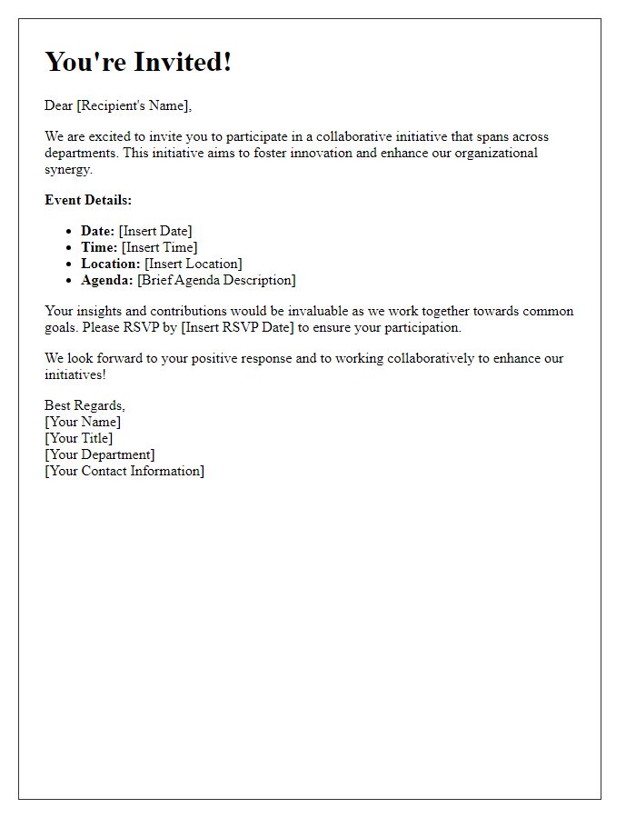 Letter template of engagement invitation for cross-department initiatives