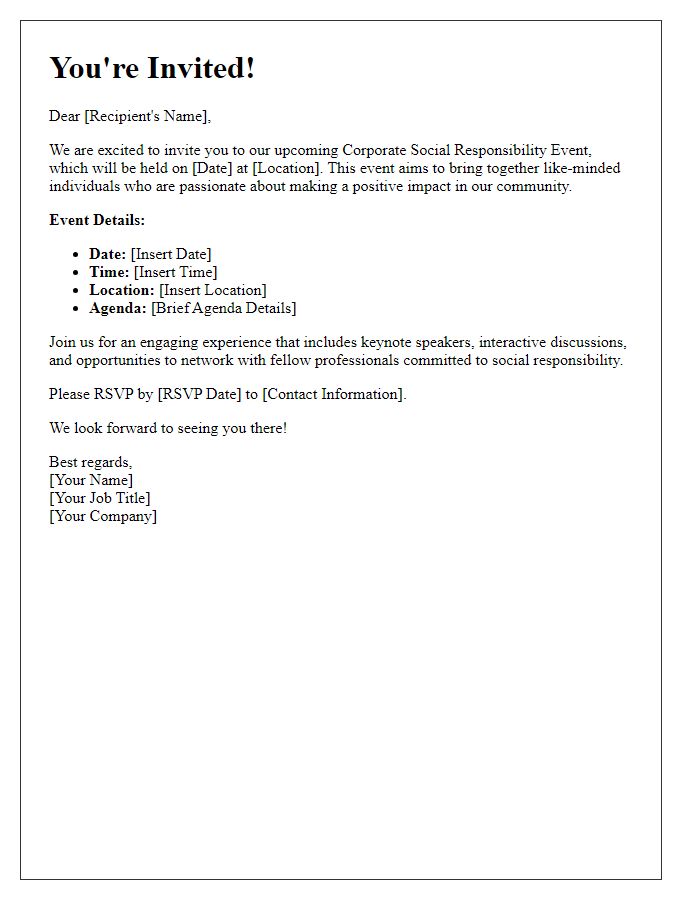 Letter template of corporate social responsibility event invitation