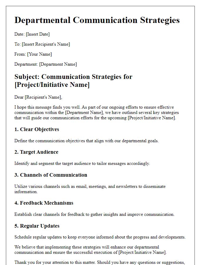 Letter template of departmental communication strategies.