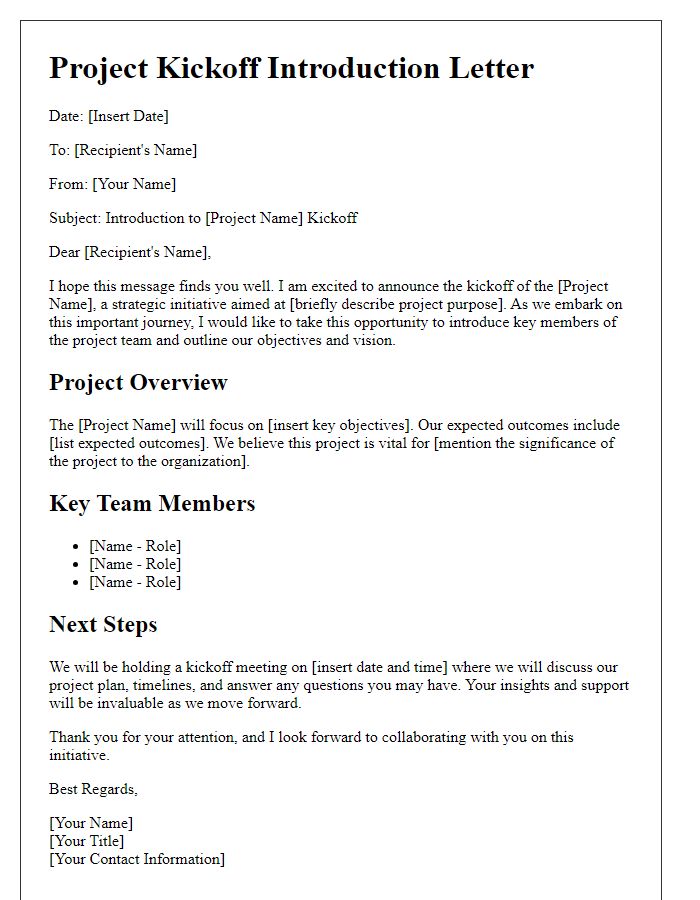 Letter template of introduction for senior leadership project kickoffs