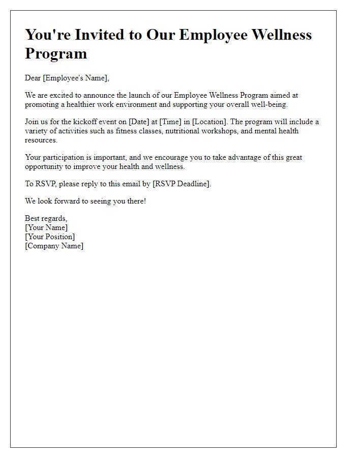 Letter template of employee wellness program invitation