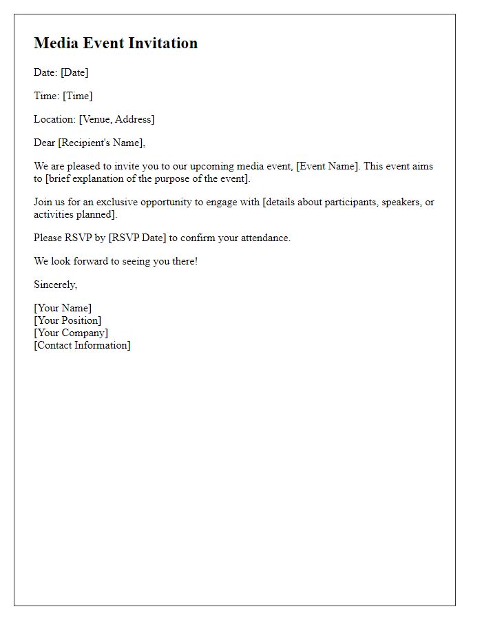 Letter template of media event invitation