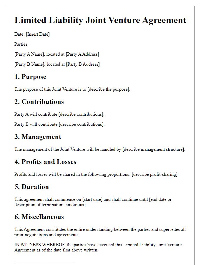 Letter template of Limited Liability Joint Venture Agreement